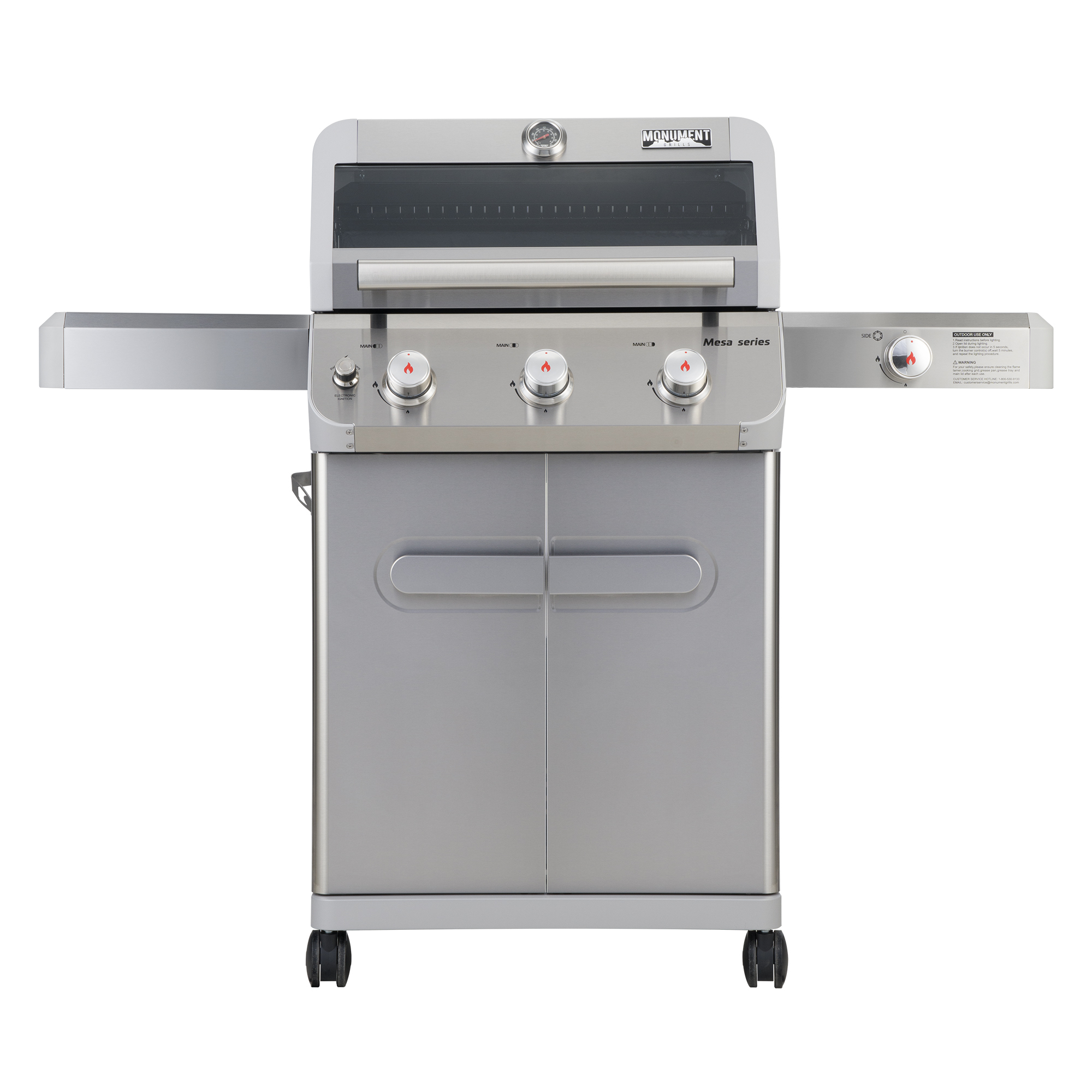 Monument Grills, Stainless Steel Mesa 3 Burner Grill, Fuel Type Propane, Capacity 20 Gal, Model# M305